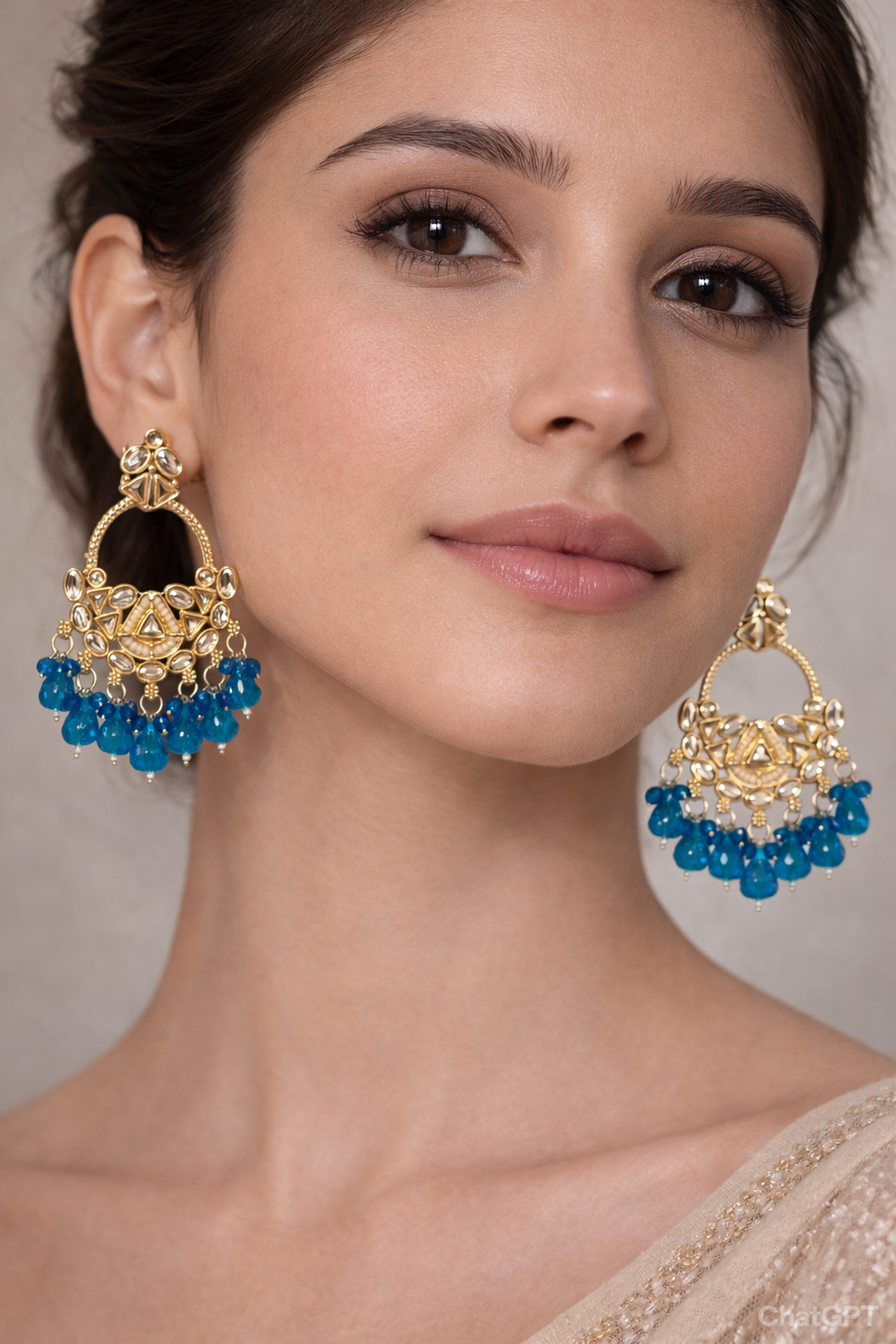 Blue Crystal Kundan Bridal Earrings 1 Blue Crystal Kundan Bridal Earrings