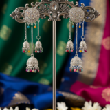 Silver Chandelier Multi-Tiered Jhumka Earrings with Rainbow Beads 4 Gemini Generated Image 6piz4s6piz4s6piz