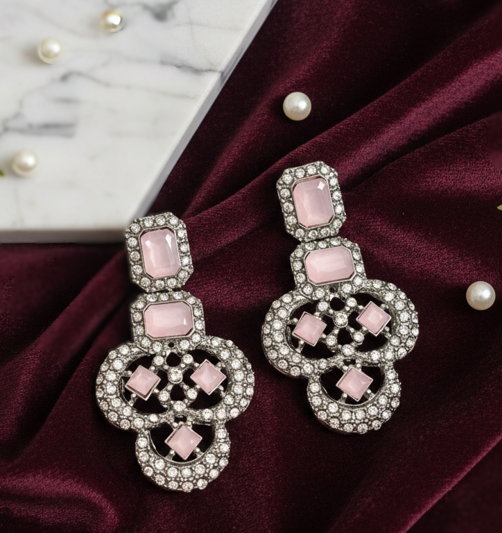 Blush Pink Mosaic Choker, Earring & Maang Tika Set 2 Blush Pink Mosaic Choker, Earring & Maang Tika Set