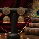 Antique Gold Concentric Circle Jhumka Earrings 5 Gemini Generated Image oo62iyoo62iyoo62