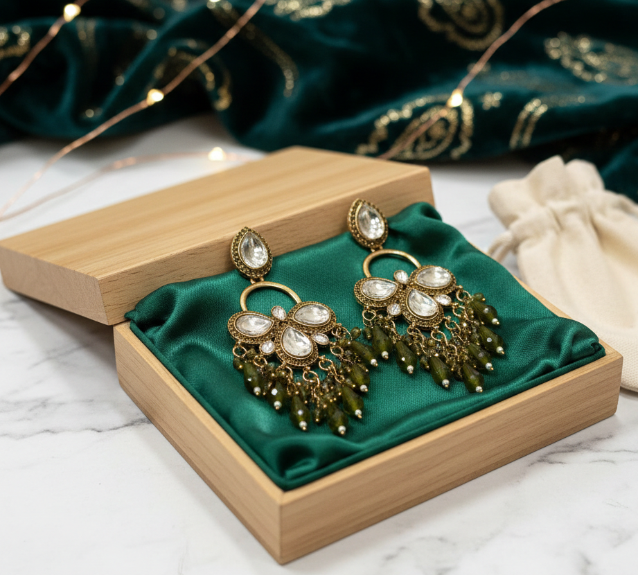 Olive Green Crystal Teardrop Statement Earrings 5 Olive Green Crystal Teardrop Statement Earrings