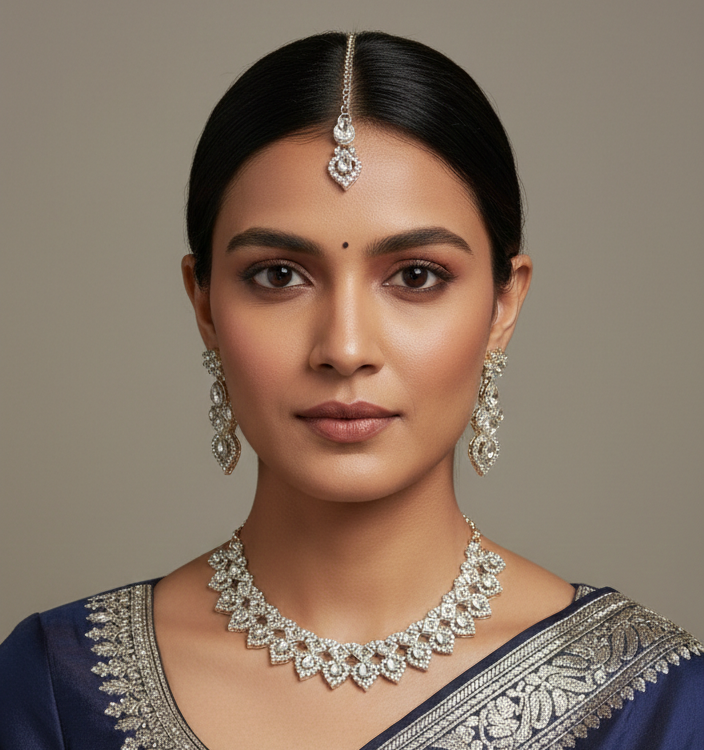 Elegant Silver-Plated Crystal Jewellery Set 1 Elegant Silver-Plated Crystal Jewellery Set