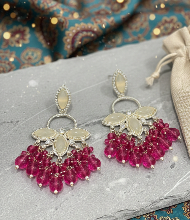 Pink Noor Crystal Drop Earrings 5 Pink Noor Crystal Drop Earrings