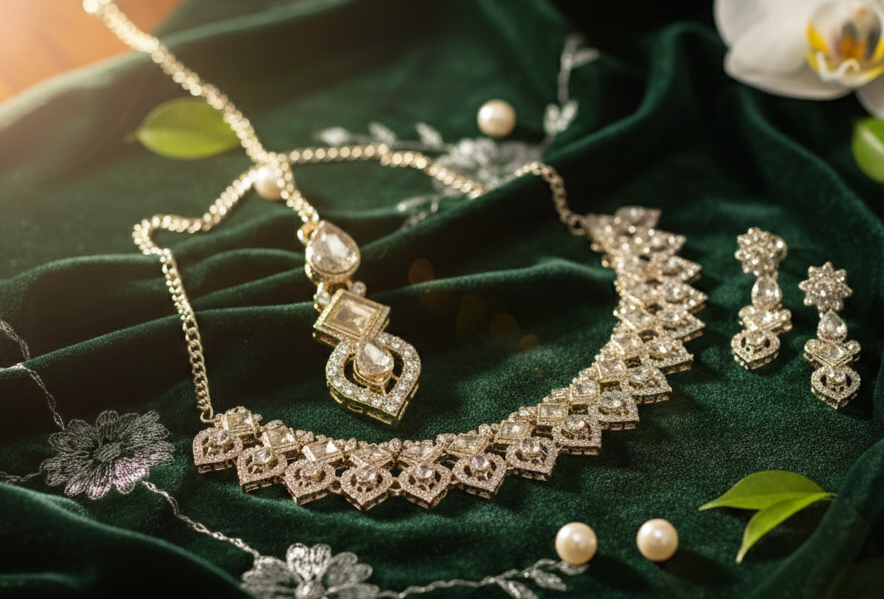 Elegant Silver-Plated Crystal Jewellery Set 3 Elegant Silver-Plated Crystal Jewellery Set