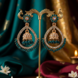 Rose Gold Emerald-Green Floral Chandbali Jhumkas 5 Gemini Generated Image udhn9tudhn9tudhn