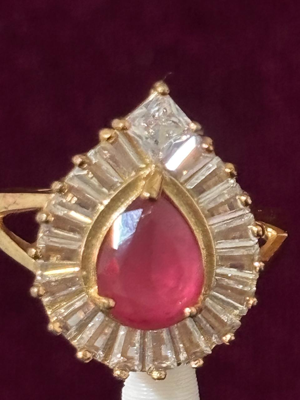 Regal Ruby Pear-Cut Halo Cocktail Ring 2 Regal Ruby Pear-Cut Halo Cocktail Ring
