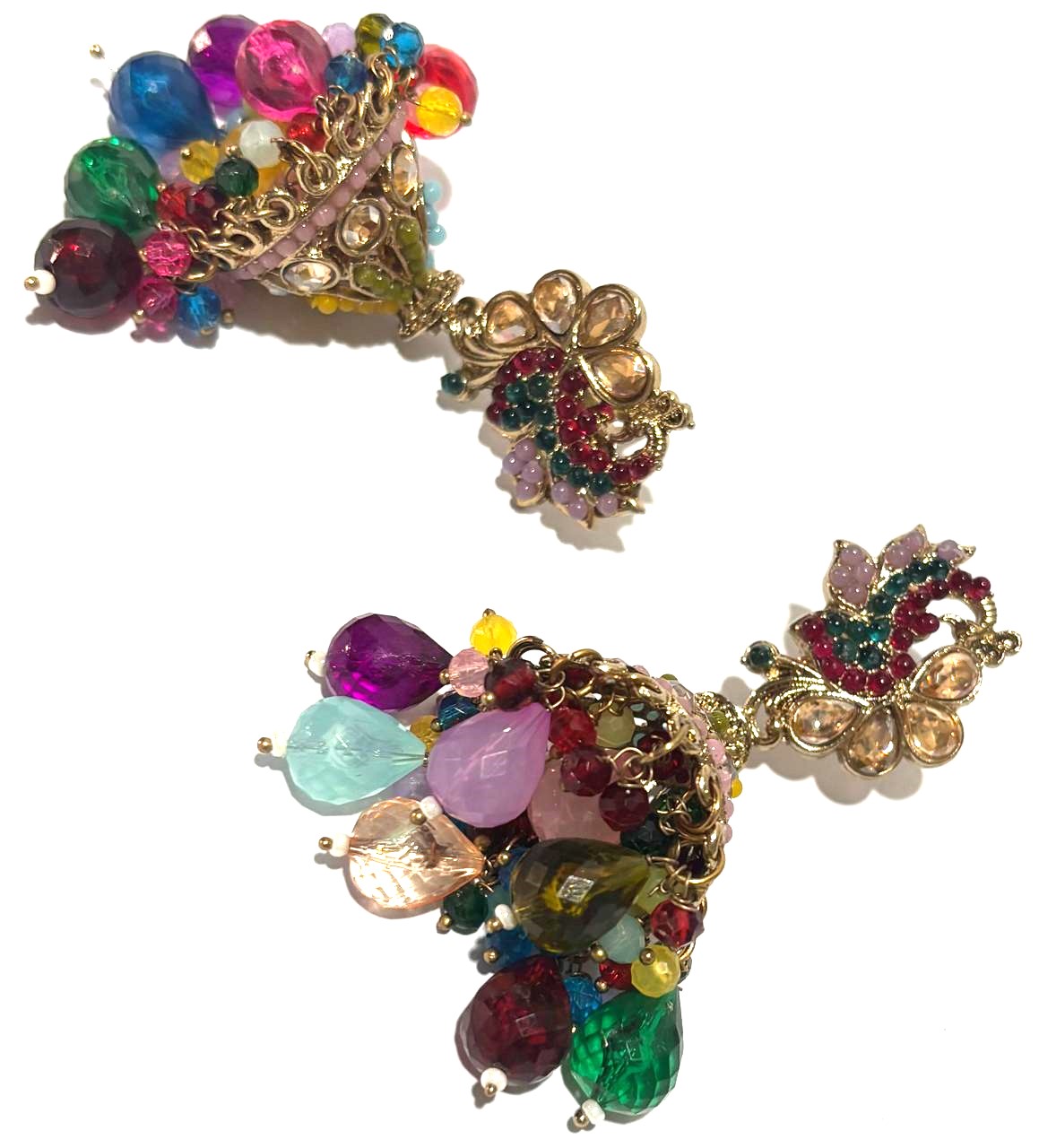 Multicolor Floral Gold-Tone Jhumka Earrings 4 Multicolor Floral Gold-Tone Jhumka Earrings