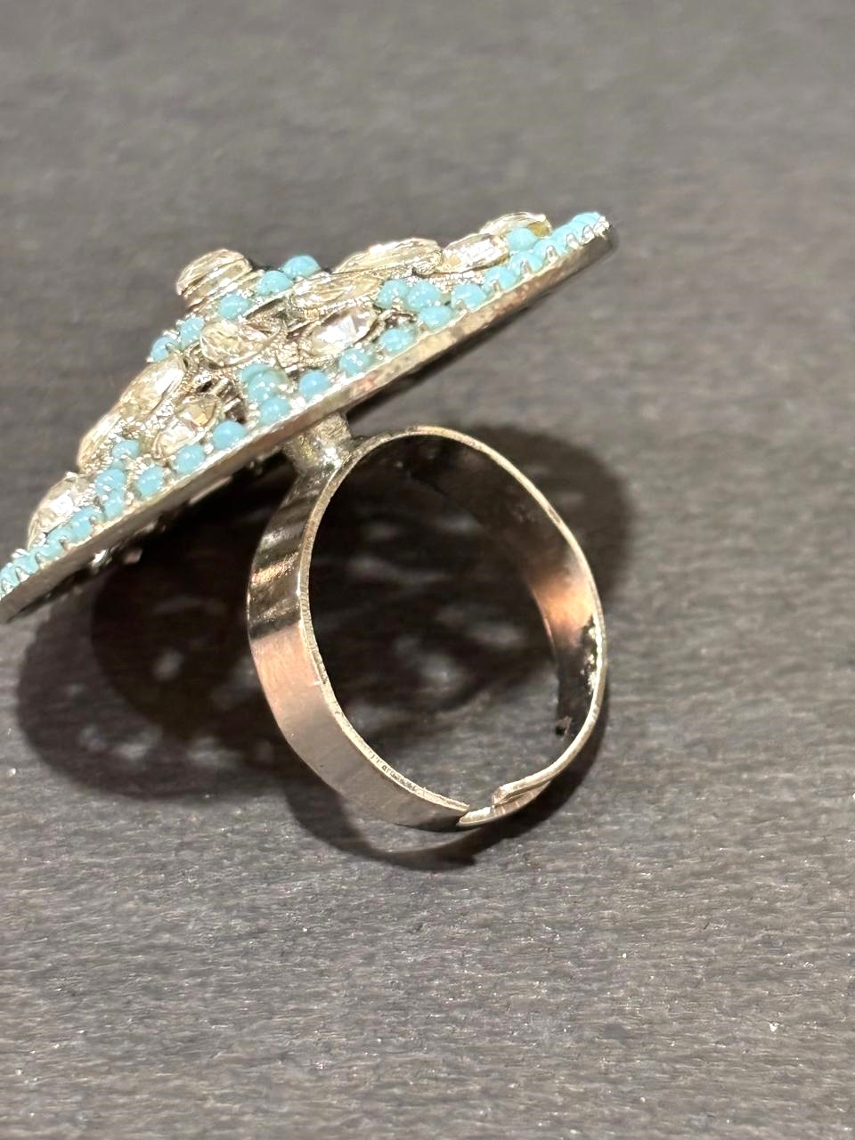 Turquoise Floral Crystal Statement Ring 2 Turquoise Floral Crystal Statement Ring