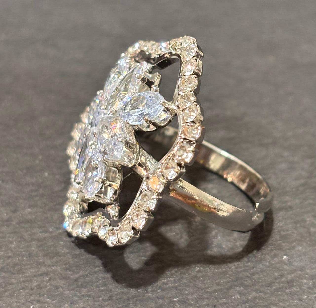 Dazzling Halo Floral Statement Ring 1 Dazzling Halo Floral Statement Ring