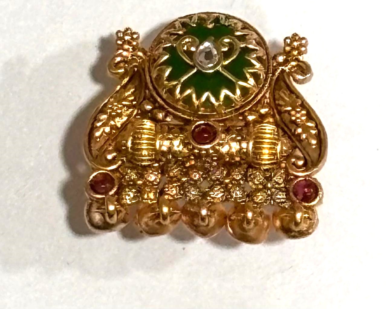 Traditional Green Enamel and Ruby Ring 1 Traditional Green Enamel and Ruby Ring