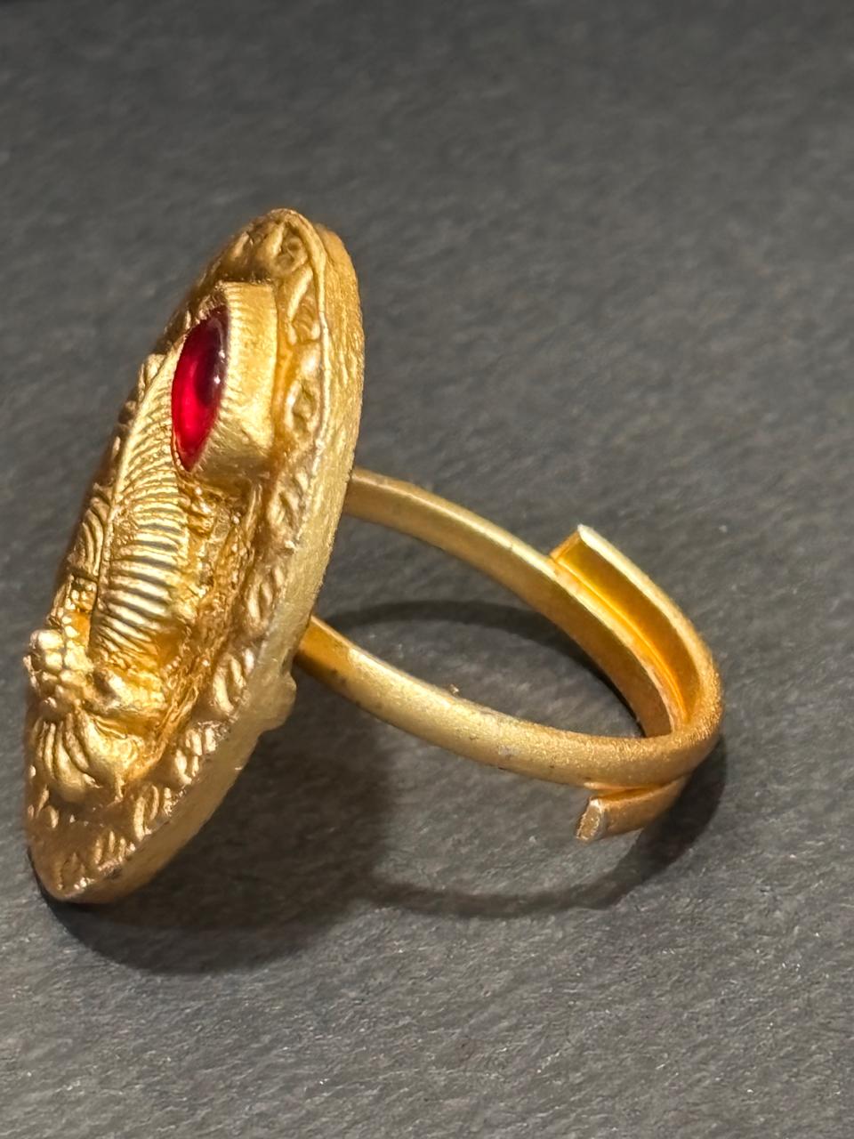 Antique Gold Floral Oval Statement Ring 2 Antique Gold Floral Oval Statement Ring