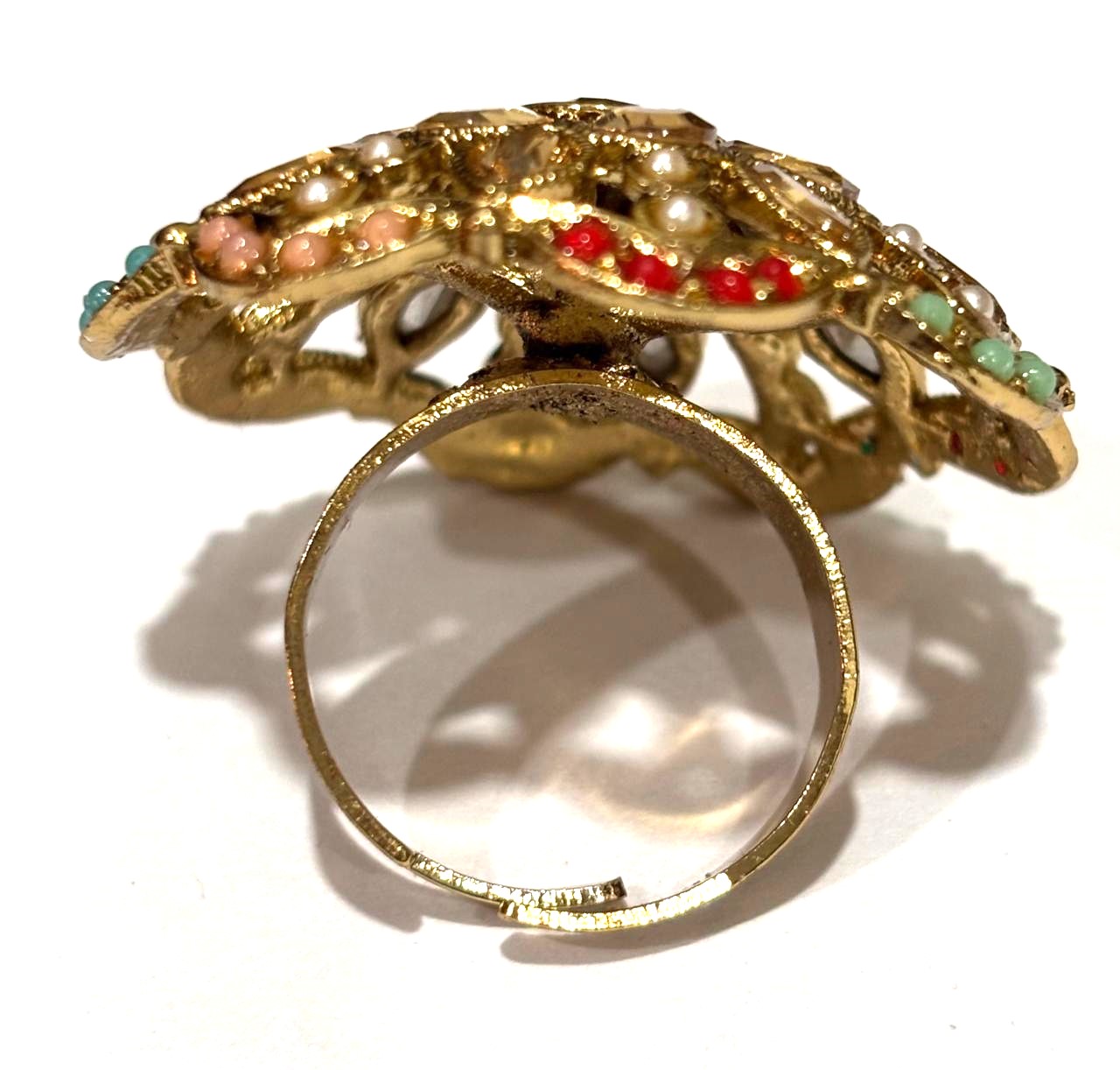 Multicolor Kundan Floral Statement Ring 2 Multicolor Kundan Floral Statement Ring