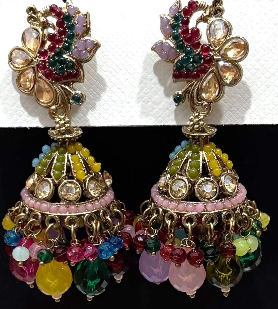 Multicolor Floral Gold-Tone Jhumka Earrings 2 Multicolor Floral Gold-Tone Jhumka Earrings