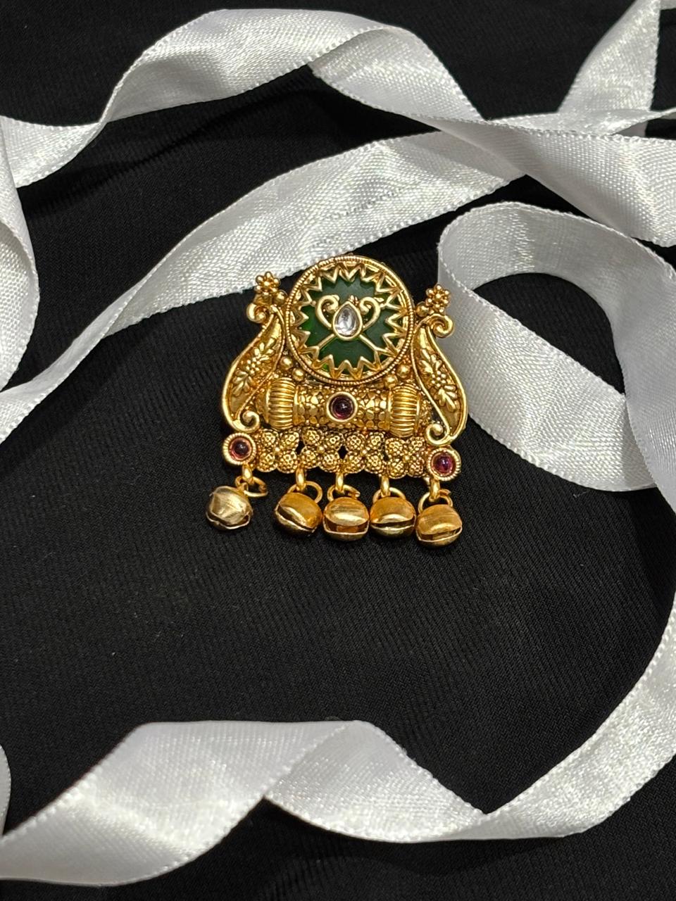 Traditional Green Enamel and Ruby Ring 4 Traditional Green Enamel and Ruby Ring