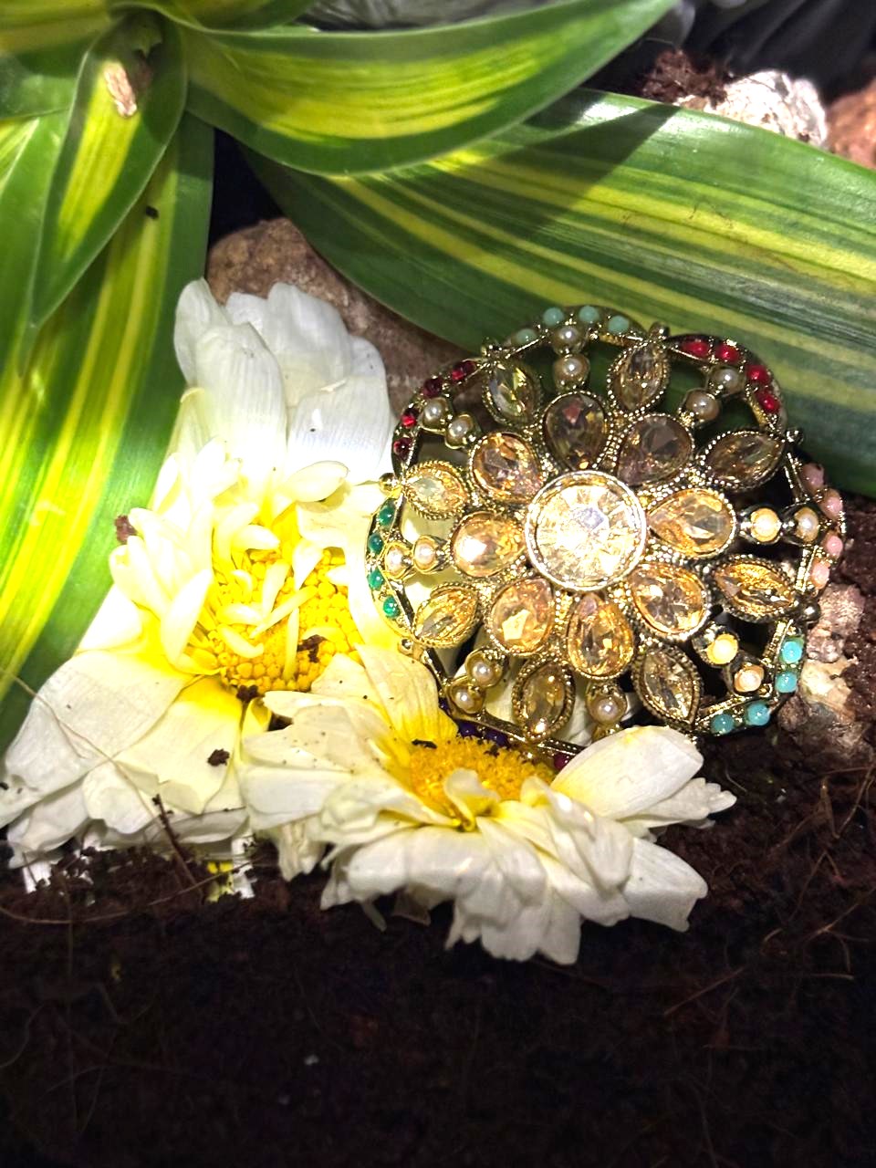 Multicolor Kundan Floral Statement Ring 1 Multicolor Kundan Floral Statement Ring