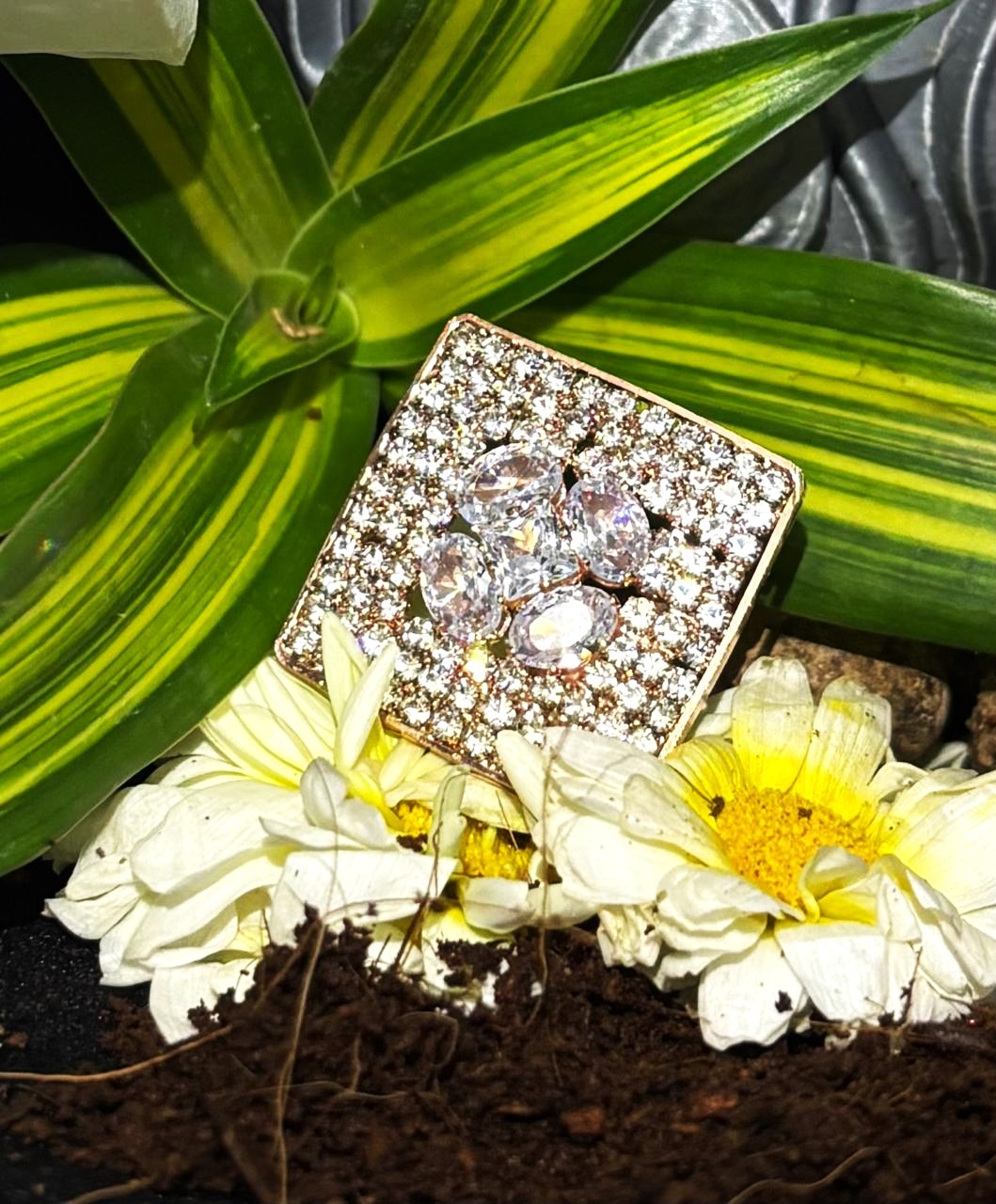 Geometric Pave Cushion Statement Ring 1 Geometric Pave Cushion Statement Ring