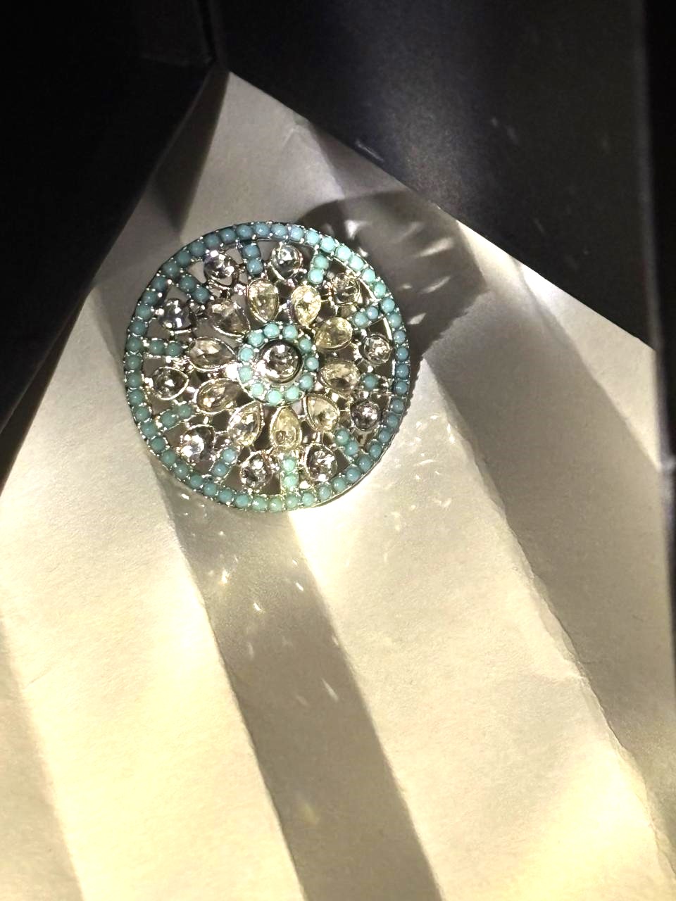 Turquoise Floral Crystal Statement Ring 1 Turquoise Floral Crystal Statement Ring