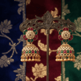 Traditional Kundan Meenakari Jhumka Earrings with Pearl Drops Red Green Ethnic Earrings for Women