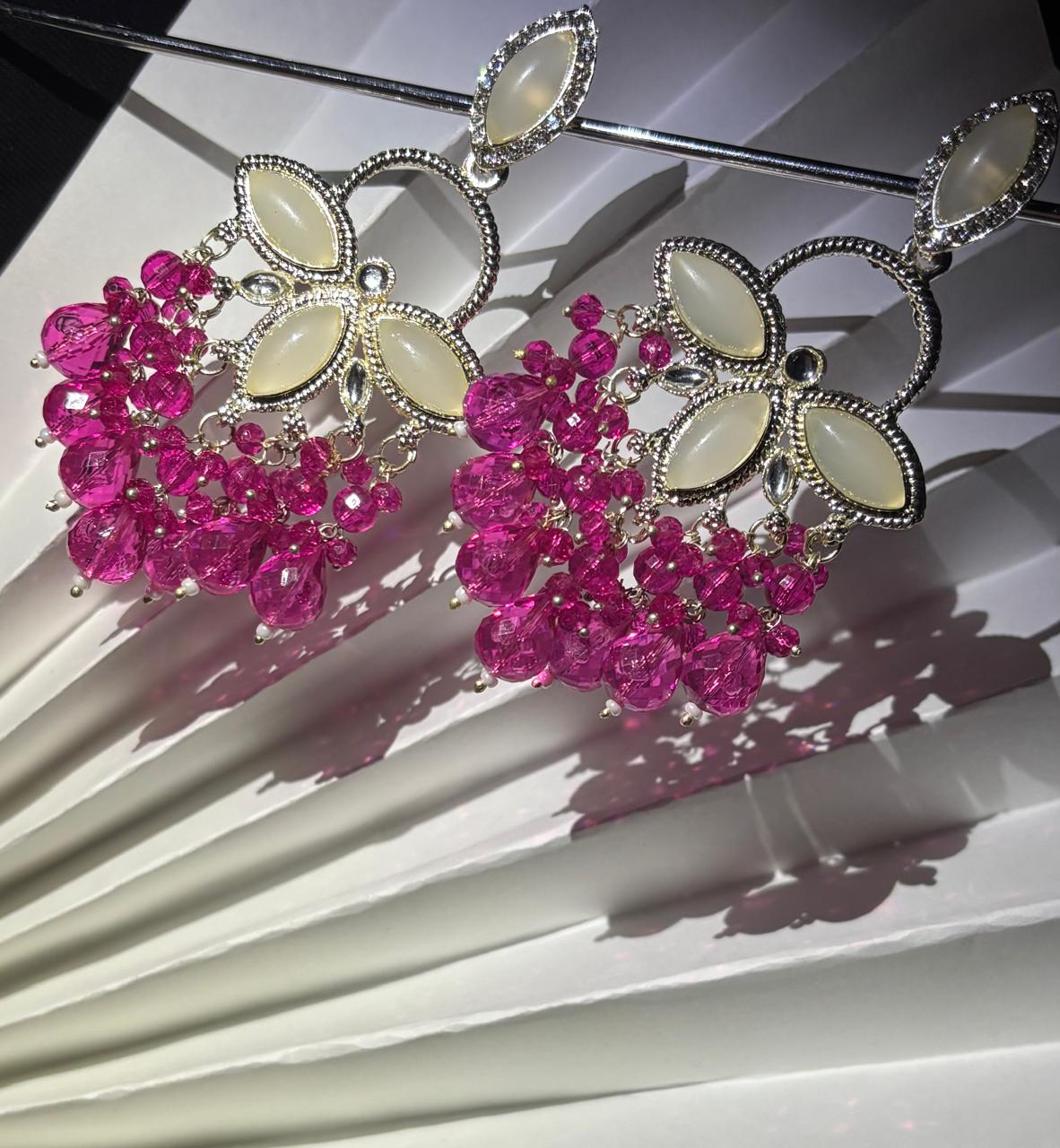 Pink Noor Crystal Drop Earrings 4 Pink Noor Crystal Drop Earrings