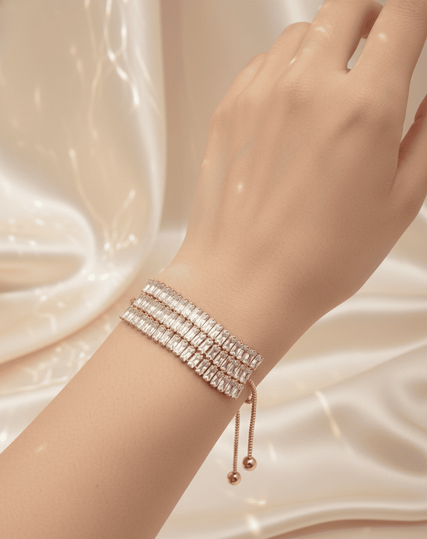 Rose Gold Crystal Adjustable Bracelet 1 Rose Gold Crystal Adjustable Bracelet