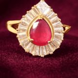 Regal Ruby Pear-Cut Halo Cocktail Ring 4 ge ruby ring