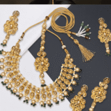 Elegant Kundan Pearl Statement Necklace Set with Earrings