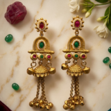 Kashmiri Gold Dangle Earrings 3 1 7