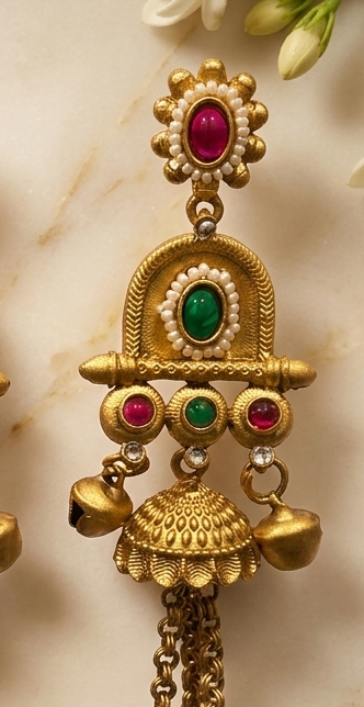 Kashmiri Gold Dangle Earrings 2 Kashmiri Gold Dangle Earrings