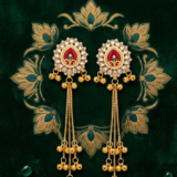 Jasmine Blossom Antique Kashmiri Kundan Style Earrings 3 8 2