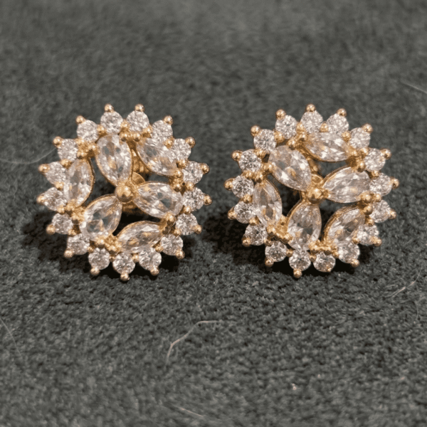 Elegant crystal floral stud earrings for women