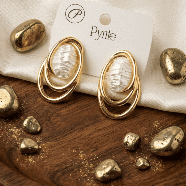 18K Gold Plated Abstract Loop Crystal Earrings