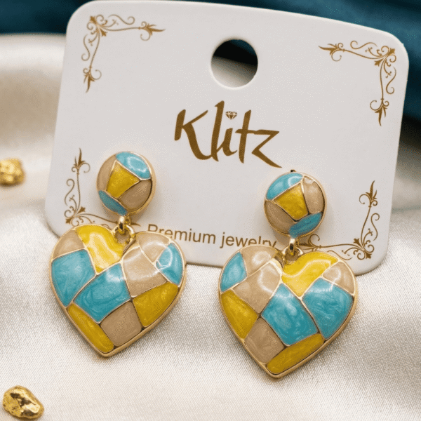 Multicolor Heart Drop Earrings