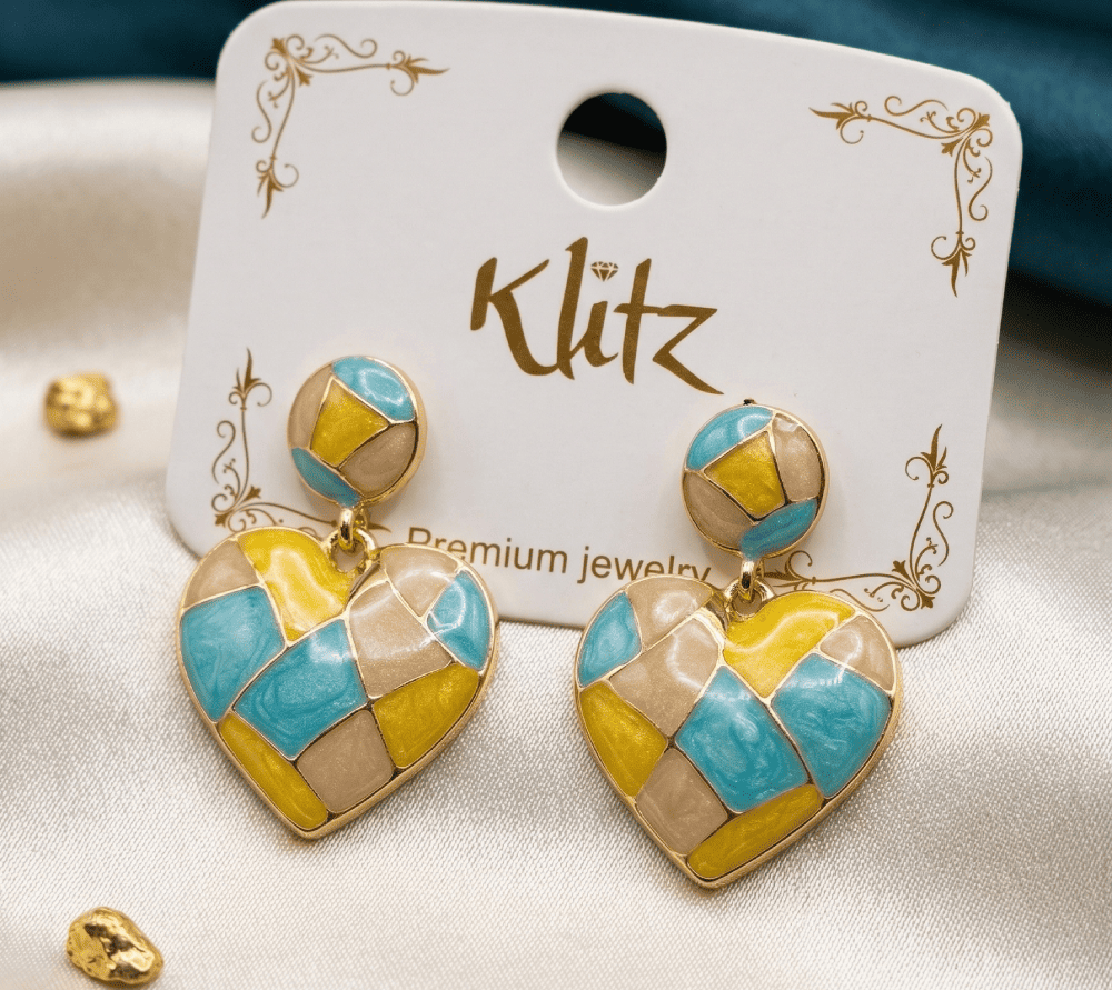 Multicolor Heart Drop Earrings Multicolor Heart Drop Earrings