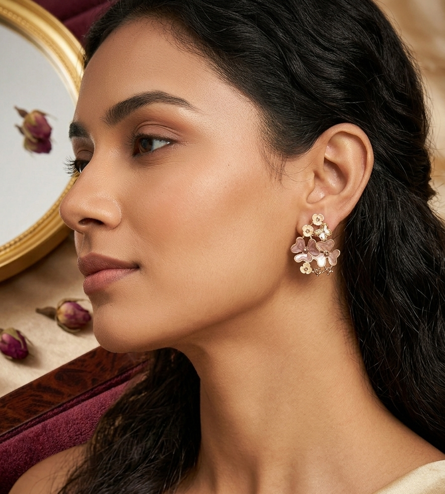 Whispering Bloom Crystal Enamel Earrings 1 Whispering Bloom Crystal Enamel Earrings