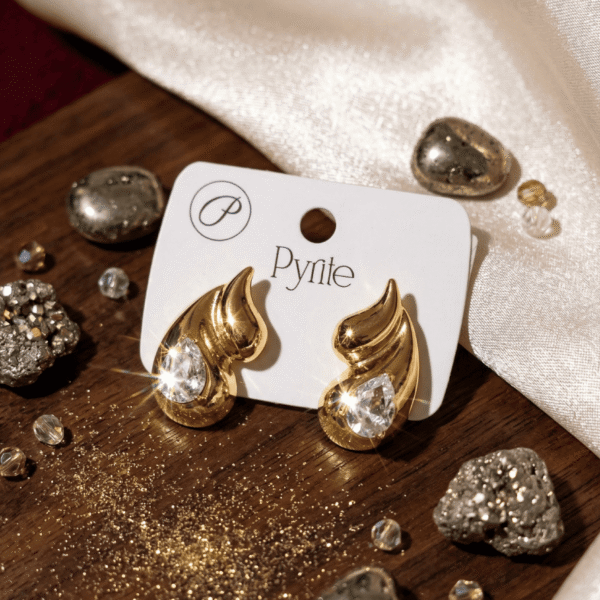 Gold Tone Crystal Teardrop Statement Earrings