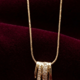 Gold Charm Pendant Necklace with Leaf & Heart Drops 3 6 2