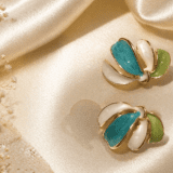 Elegant Floral Enamel Gold-Tone Earrings 2 8 3