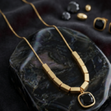 Minimalist Black Stone Anti-Tarnish Gold Pendant Necklace 2 90 1