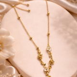 Delicate Floral Anti-Tarnish Gold Necklace with Enamel Detailing 2 91
