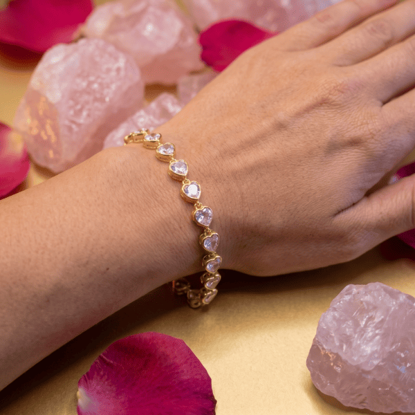 Waterproof Anti Tarnish Heart Link Bracelet Elegant Gold Bracelet